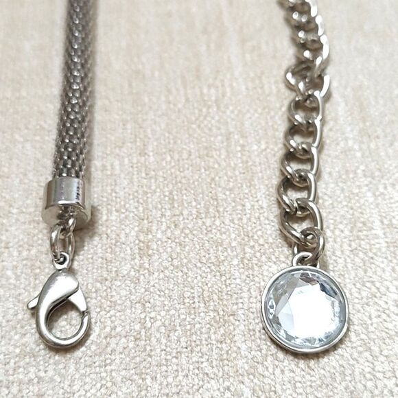 Silver Metal Coil Link Faceted Stone Adjustable Waist Hip Belt - Picture 5 of 7